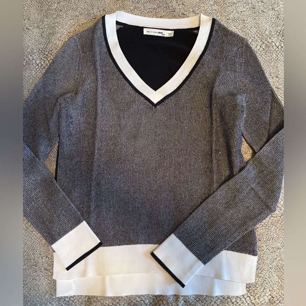 Rag & Bone Black and White Knit Top